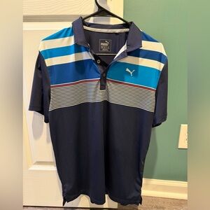 Puma Men's Blue and White Polo Shirt